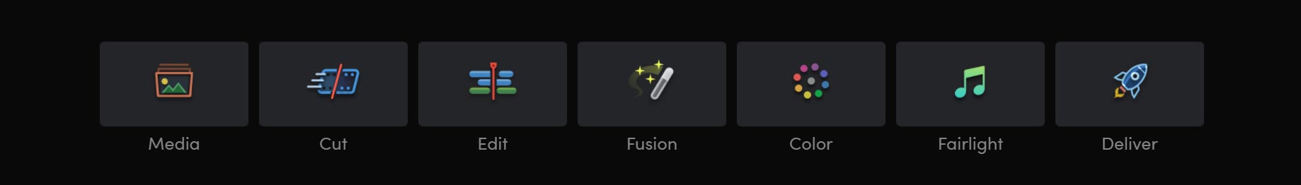 DaVinci Resolve Cut Edit Color Fusion Fairlight Deliver
