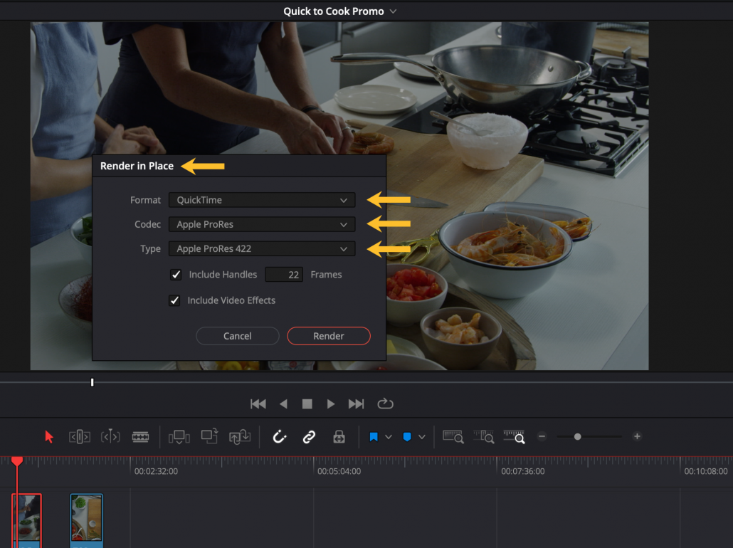 Render in place DaVinci Resolve 17