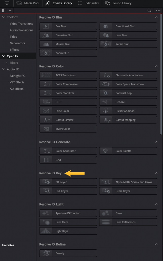 Nowa Biblioteka Efektów DaVinci Resolve 17