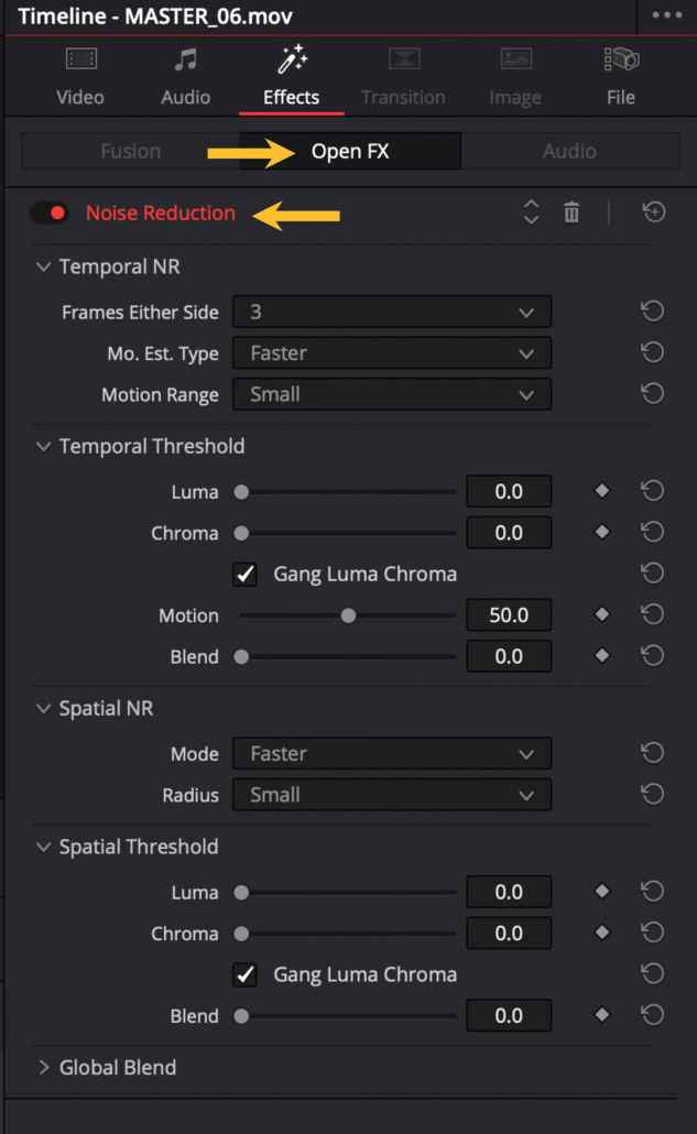 Noise Reduction w Cut i Edit